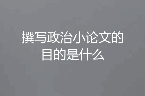 撰写政治小论文的目的是什么