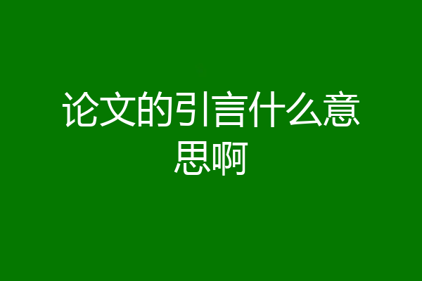 论文的引言什么意思啊