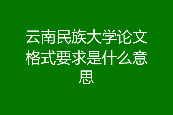 云南民族大学论文格式要求是什么意思