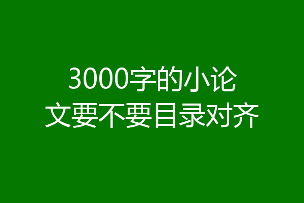 3000字的小论文要不要目录对齐