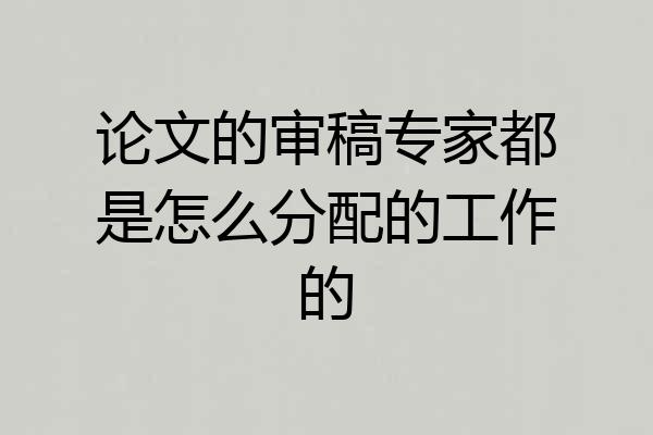 论文的审稿专家都是怎么分配的工作的