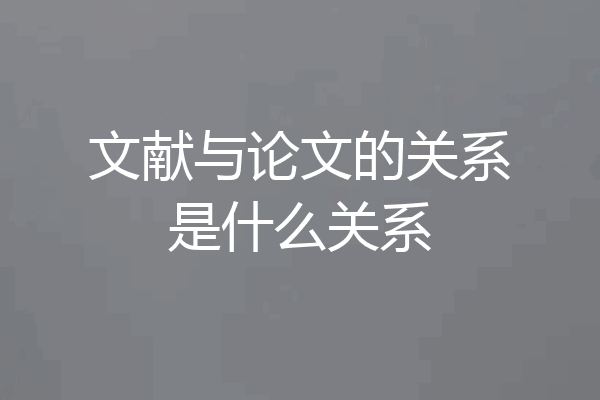文献与论文的关系是什么关系