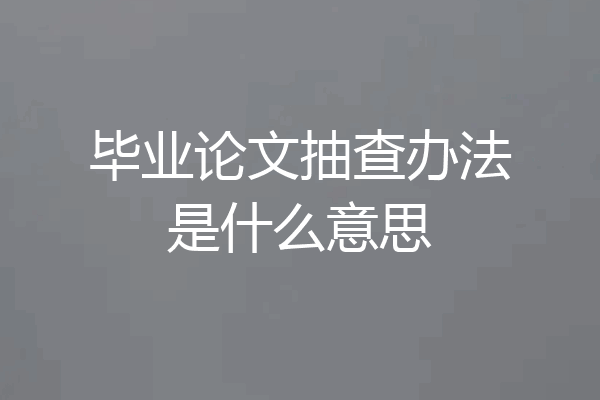 毕业论文抽查办法是什么意思