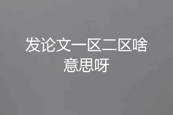 发论文一区二区啥意思呀