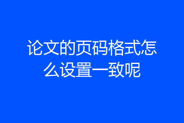 论文的页码格式怎么设置一致呢