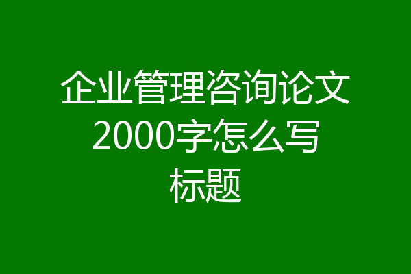 企业管理咨询论文2000字怎么写标题