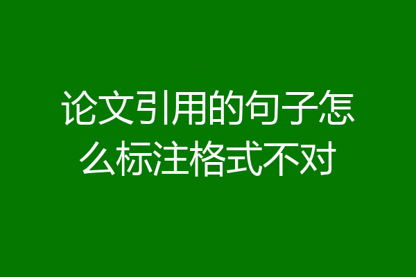 论文引用的句子怎么标注格式不对