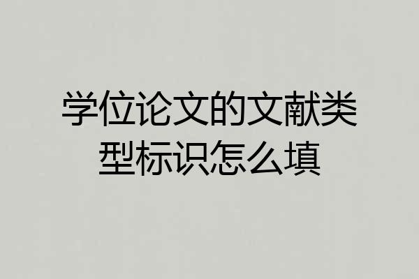 学位论文的文献类型标识怎么填