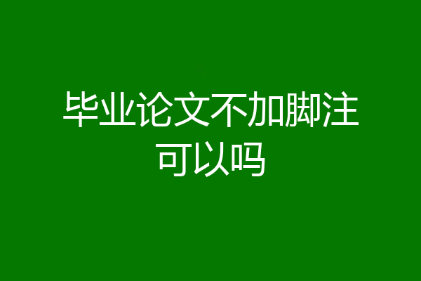 毕业论文不加脚注可以吗