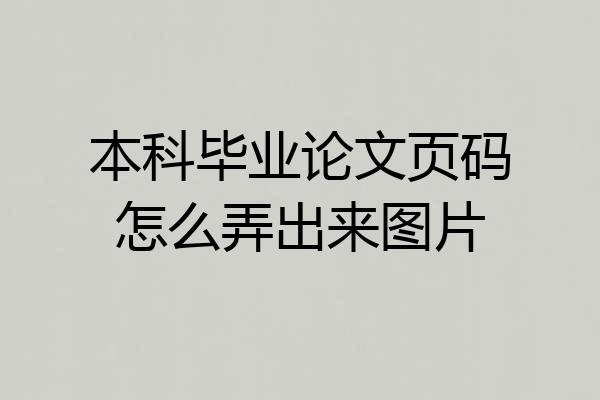 本科毕业论文页码怎么弄出来图片