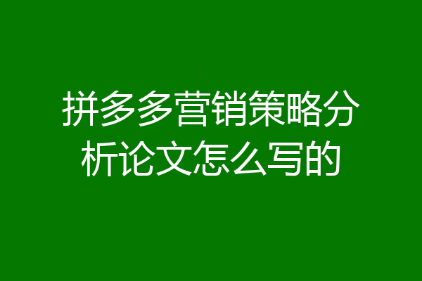 拼多多营销策略分析论文怎么写的