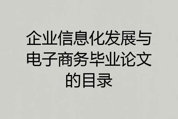 企业信息化发展与电子商务毕业论文的目录
