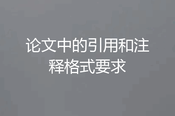 论文中的引用和注释格式要求