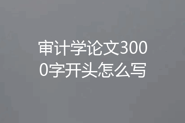审计学论文3000字开头怎么写