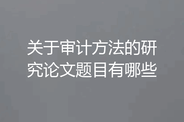 关于审计方法的研究论文题目有哪些
