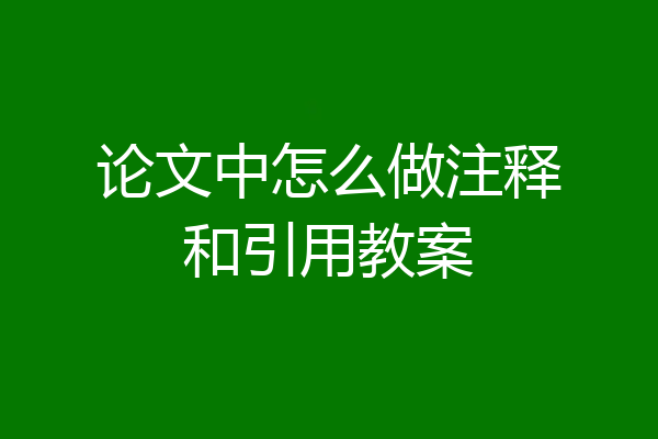 论文中怎么做注释和引用教案