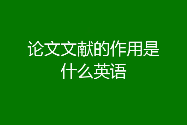 论文文献的作用是什么英语