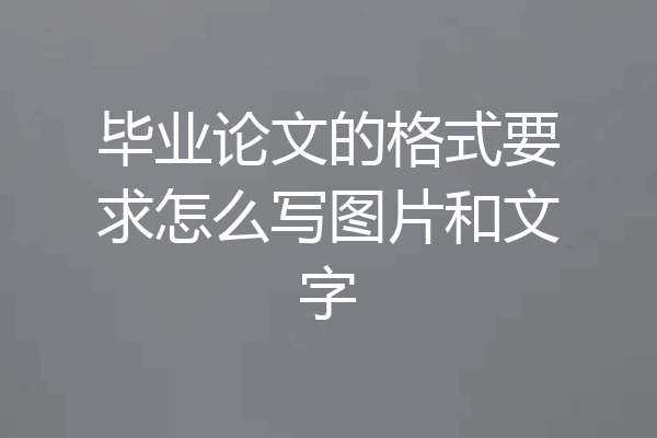 毕业论文的格式要求怎么写图片和文字