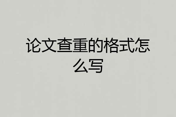 论文查重的格式怎么写