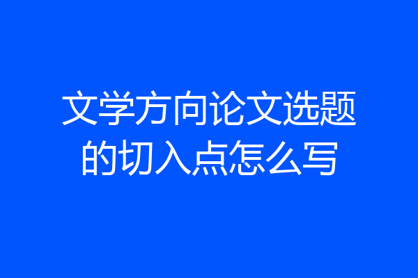 文学方向论文选题的切入点怎么写