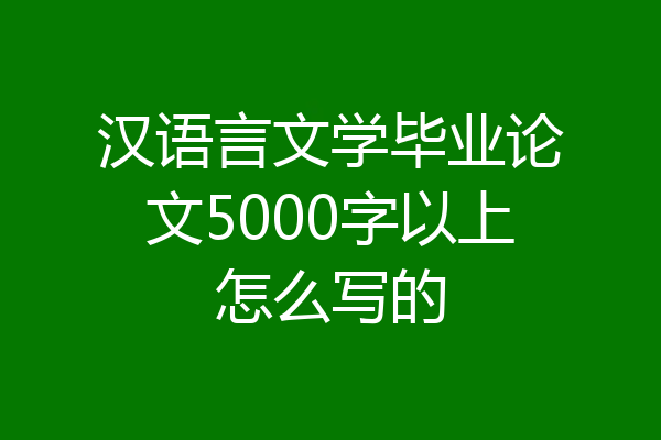 汉语言文学毕业论文5000字以上怎么写的