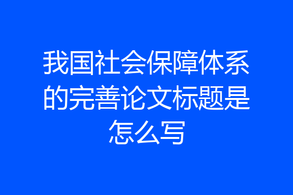 我国社会保障体系的完善论文标题是怎么写