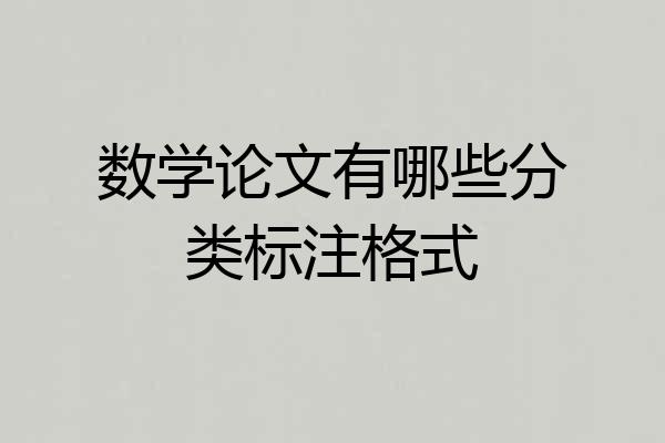 数学论文有哪些分类标注格式