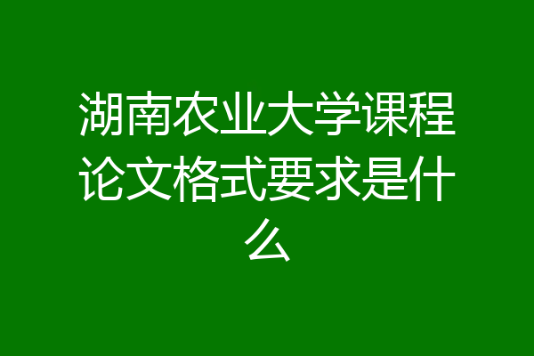 湖南农业大学课程论文格式要求是什么