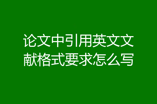 论文中引用英文文献格式要求怎么写