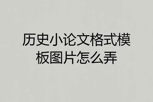 历史小论文格式模板图片怎么弄