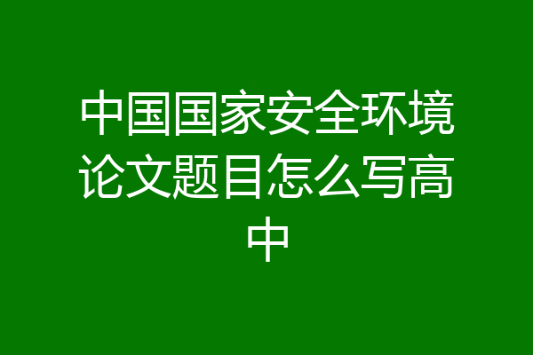 中国国家安全环境论文题目怎么写高中