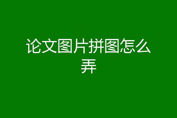 论文图片拼图怎么弄