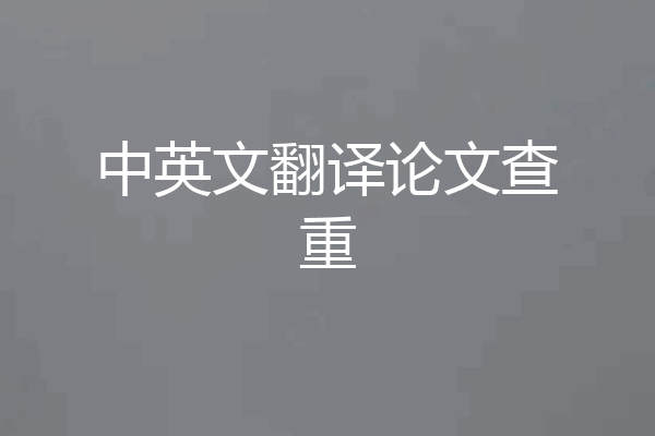 中英文翻译论文查重