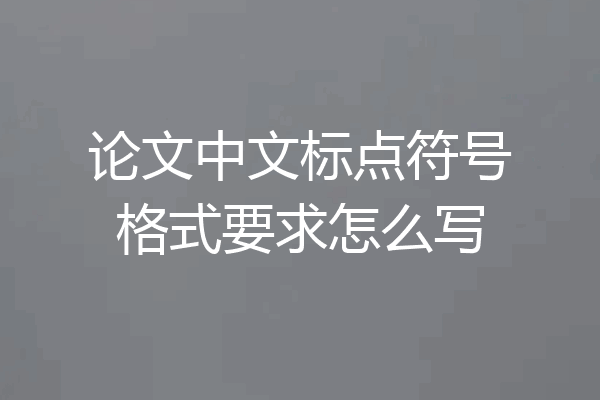 论文中文标点符号格式要求怎么写