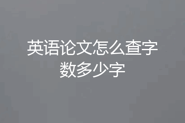 英语论文怎么查字数多少字