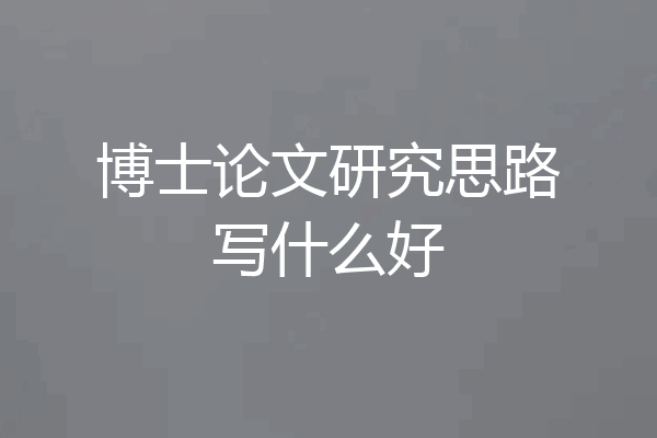 博士论文研究思路写什么好