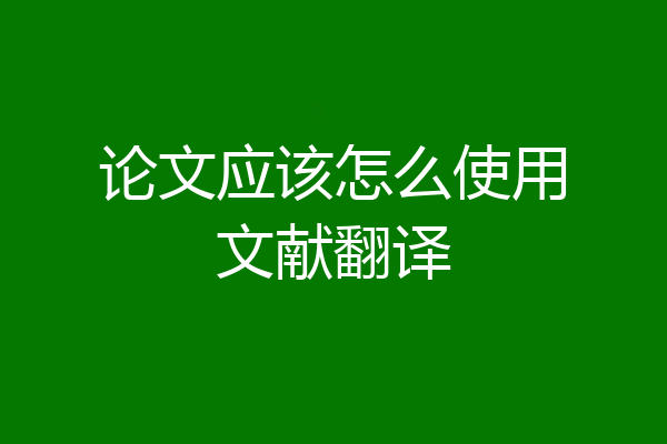 论文应该怎么使用文献翻译