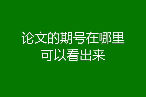 论文的期号在哪里可以看出来