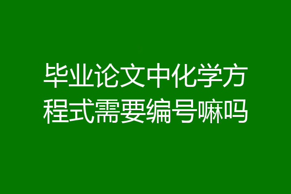 毕业论文中化学方程式需要编号嘛吗