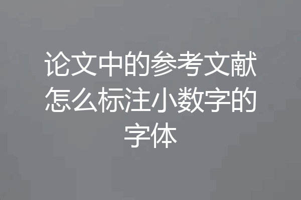 论文中的参考文献怎么标注小数字的字体