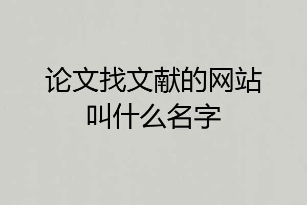 论文找文献的网站叫什么名字