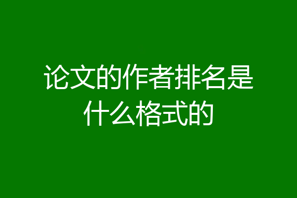 论文的作者排名是什么格式的