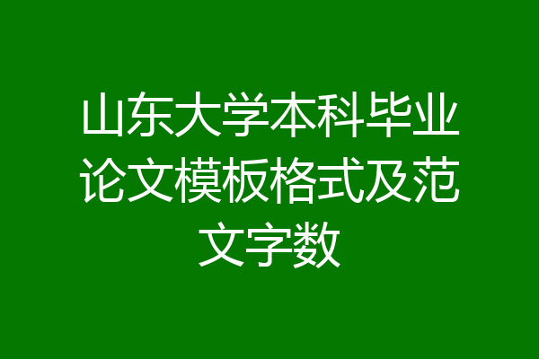 山东大学本科毕业论文模板格式及范文字数