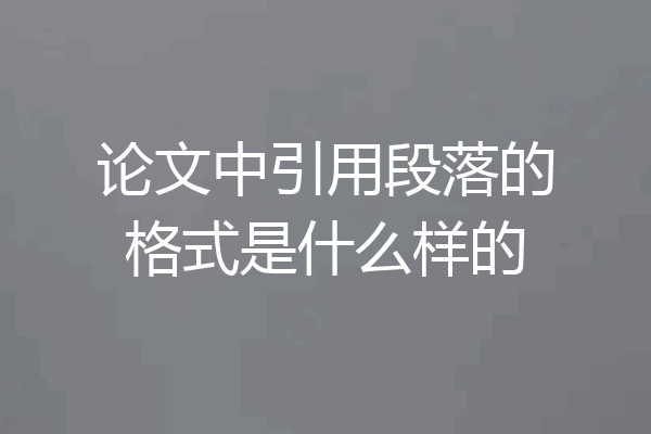 论文中引用段落的格式是什么样的