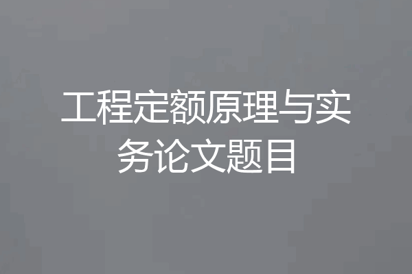 工程定额原理与实务论文题目