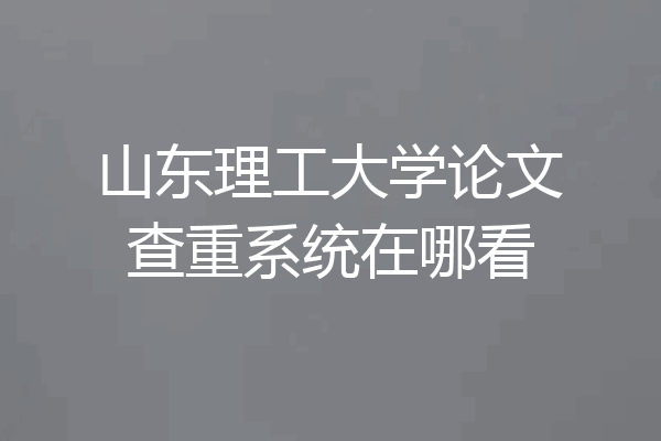 山东理工大学论文查重系统在哪看