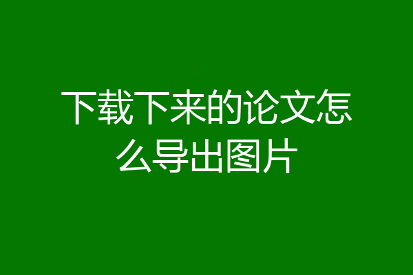 下载下来的论文怎么导出图片