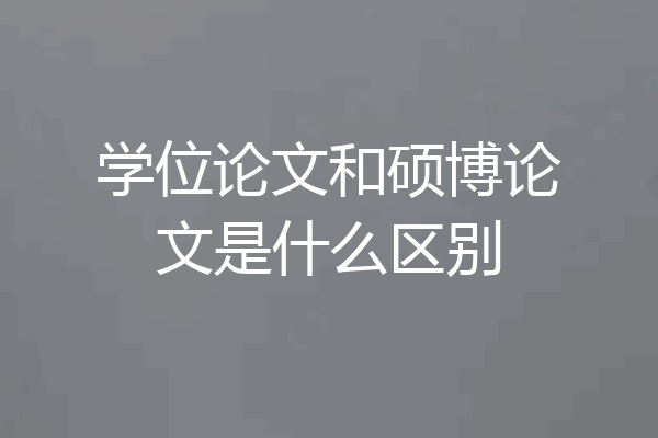 学位论文和硕博论文是什么区别