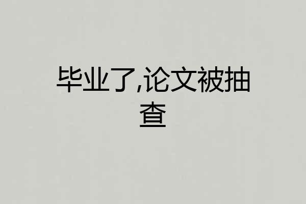 毕业了,论文被抽查
