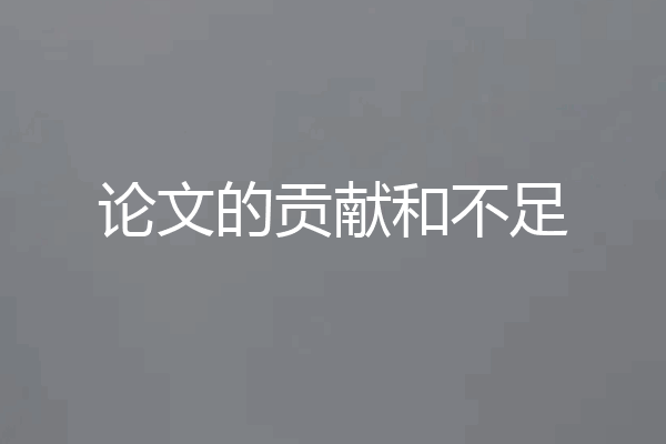 论文的贡献和不足